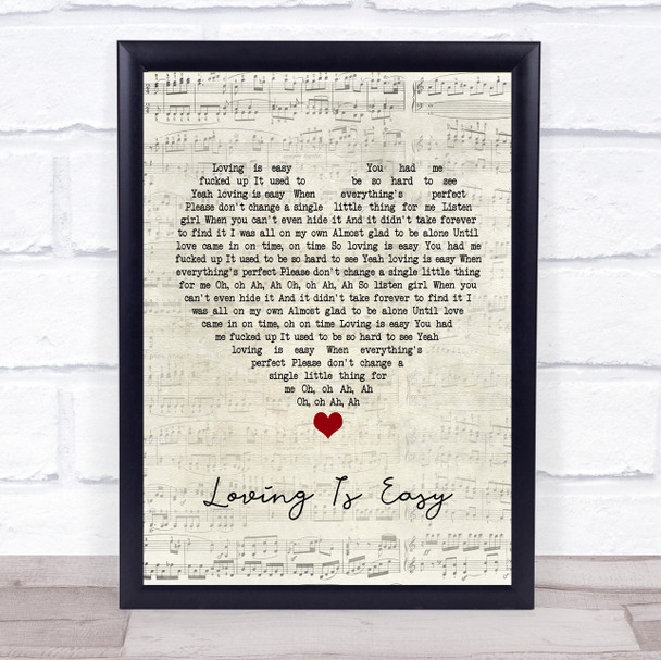 Rex Orange County Loving Is Easy Script Heart Song Lyric Framed Print