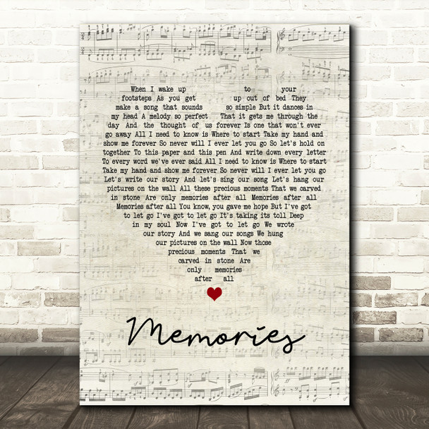 Shawn Mendes Memories Script Heart Song Lyric Framed Print