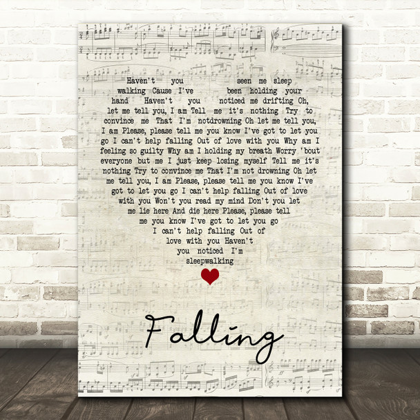 The Civil Wars Falling Script Heart Song Lyric Framed Print