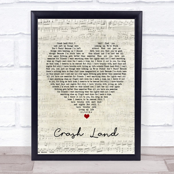 Twin Atlantic Crash Land Script Heart Song Lyric Framed Print