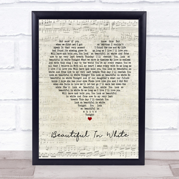 Westlife Beautiful In White Script Heart Song Lyric Framed Print