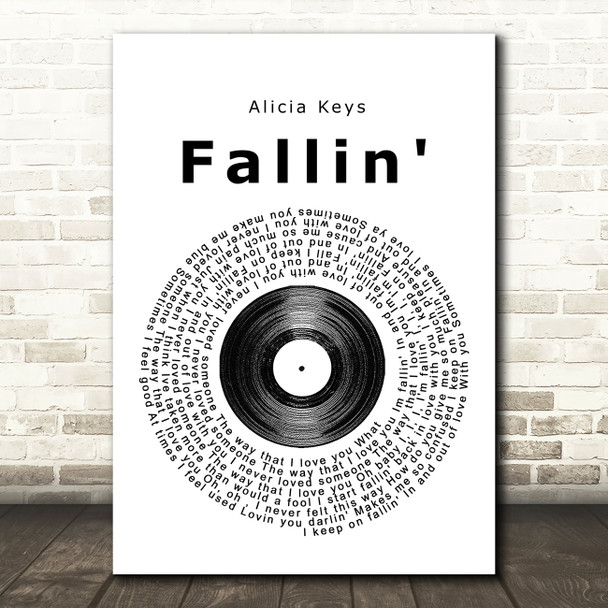 Alicia Keys Fallin' Vinyl Record Song Lyric Framed Print
