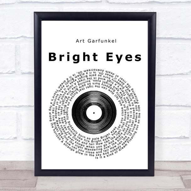 Art Garfunkel Bright Eyes Vinyl Record Song Lyric Framed Print