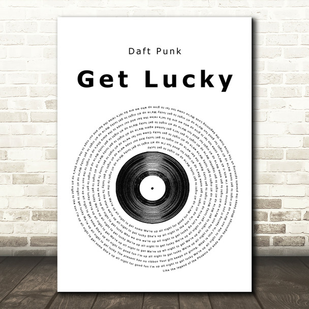 Daft Punk Get Lucky Vinyl Record Song Lyric Framed Print