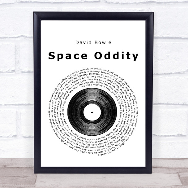 David Bowie Space Oddity Vinyl Record Song Lyric Framed Print