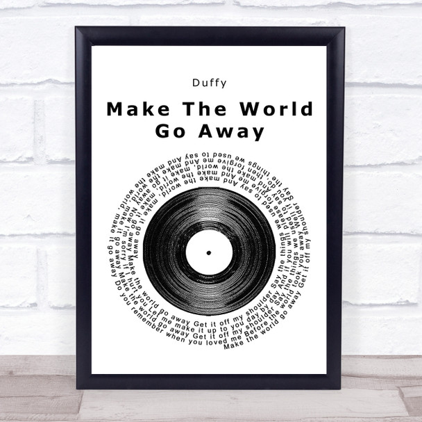 Duffy Make The World Go Away Vinyl Record Song Lyric Framed Print