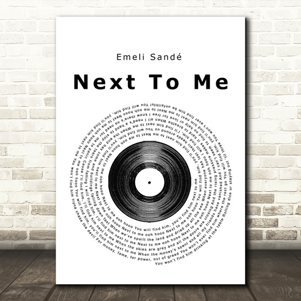 Emeli Sandé Next To Me Vinyl Record Song Lyric Framed Print