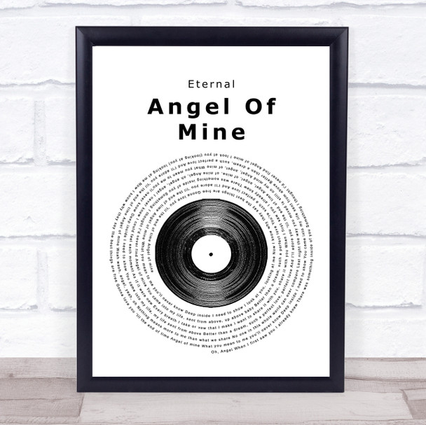Eternal Angel Of Mine Vinyl Record Song Lyric Framed Print