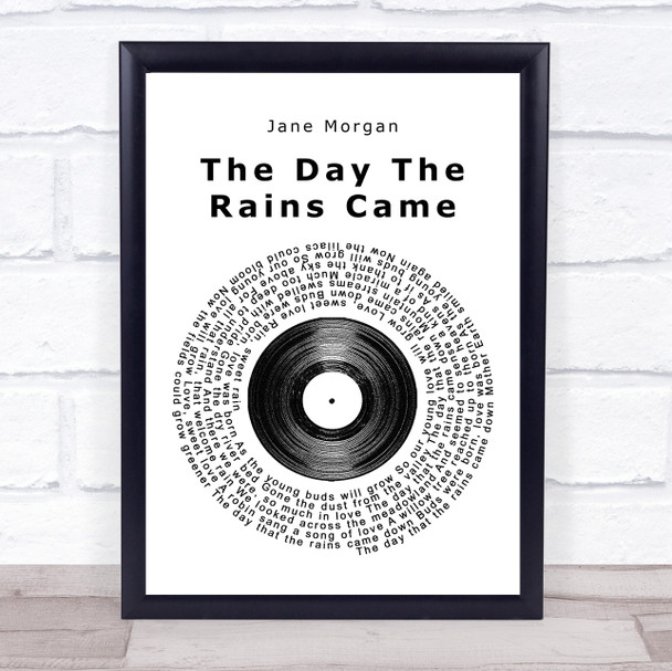 Jane Morgan The Day the Rains Came Vinyl Record Song Lyric Framed Print