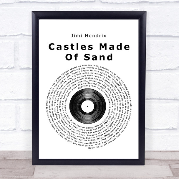 Jimi Hendrix Castles Made Of Sand Vinyl Record Song Lyric Framed Print