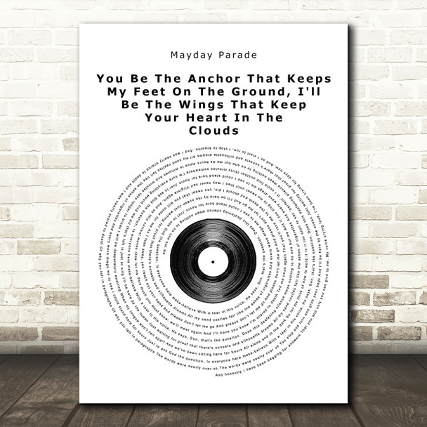 Mayday Parade You Be The Anchor That Keeps My Feet On The Ground Vinyl Record Song Lyric Framed Print