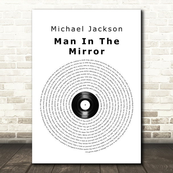 Michael Jackson Man In The Mirror Vinyl Record Song Lyric Framed Print