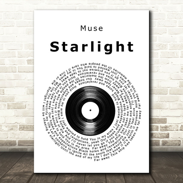 Muse Starlight Vinyl Record Song Lyric Framed Print
