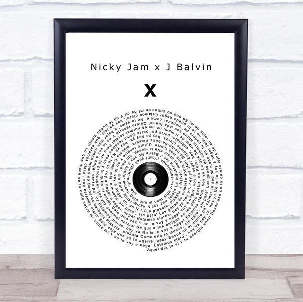 Nicky Jam x J Balvin X Vinyl Record Song Lyric Framed Print