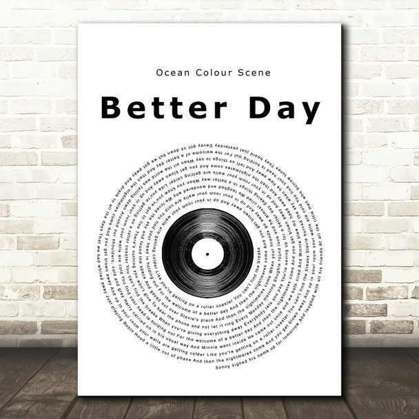 Ocean Colour Scene Better Day Vinyl Record Song Lyric Framed Print