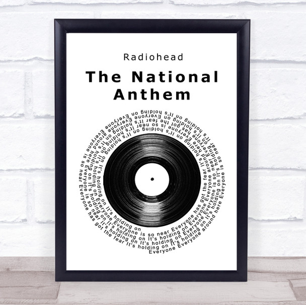 Radiohead The National Anthem Vinyl Record Song Lyric Framed Print