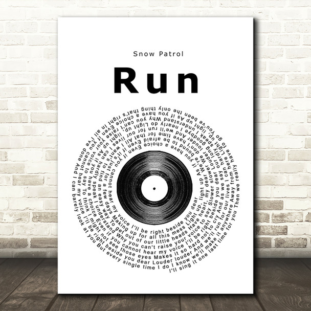 Snow Patrol Run Vinyl Record Song Lyric Framed Print