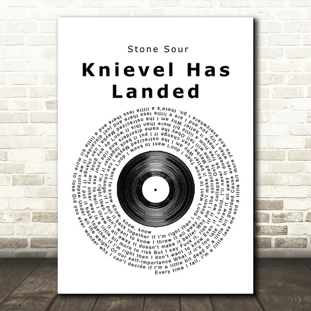 Stone Sour Knievel Has Landed Vinyl Record Song Lyric Framed Print