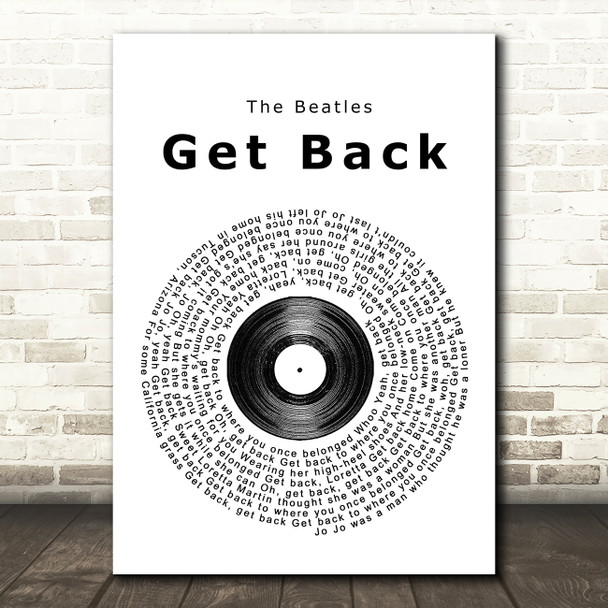 The Beatles Get Back Vinyl Record Song Lyric Framed Print