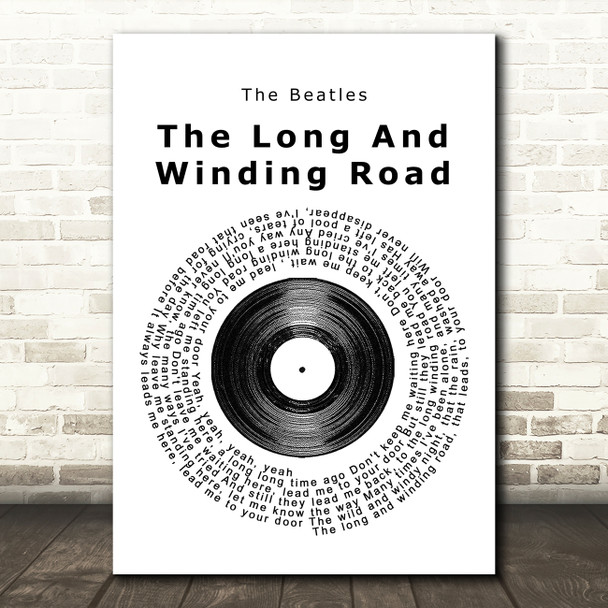 The Beatles The Long And Winding Road Vinyl Record Song Lyric Framed Print