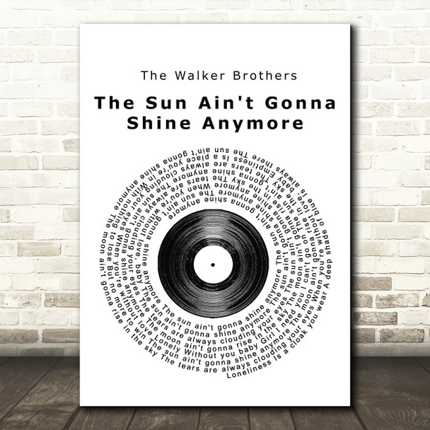 The Walker Brothers The Sun Ain't Gonna Shine Anymore Vinyl Record Song Lyric Framed Print