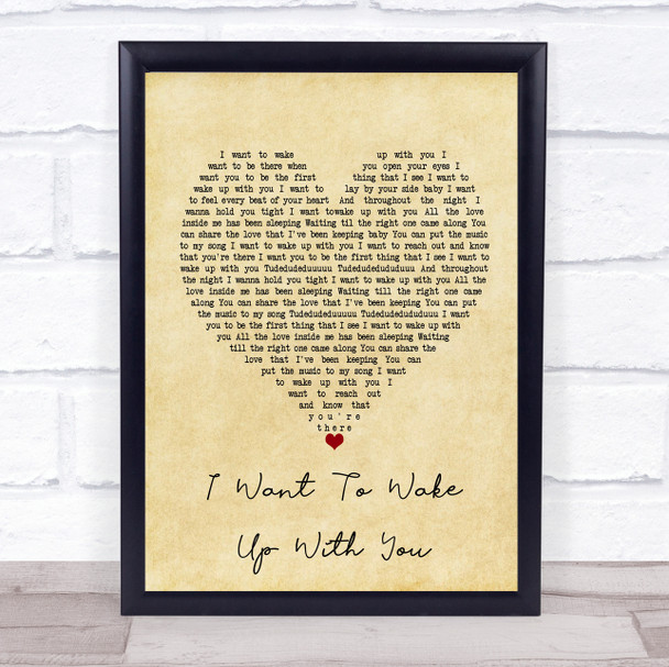 Boris Gardiner I Want To Wake With You Vintage Heart Song Lyric Framed Print