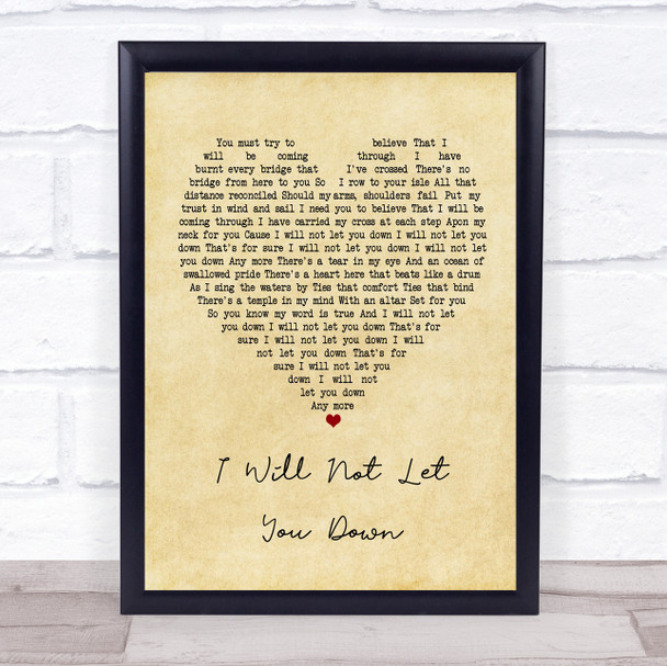 Don McGlashan I Will Not Let You Down Vintage Heart Song Lyric Framed Print