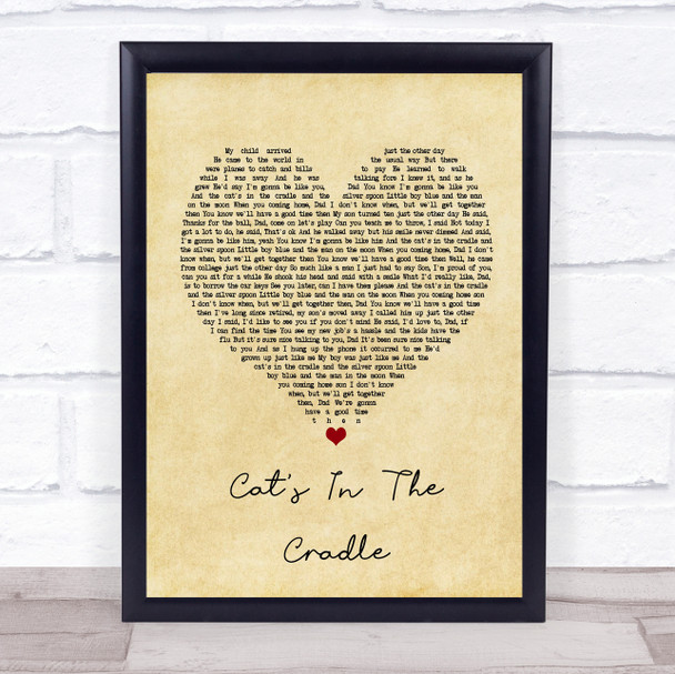 Harry Chapin Cat's In The Cradle Vintage Heart Song Lyric Framed Print