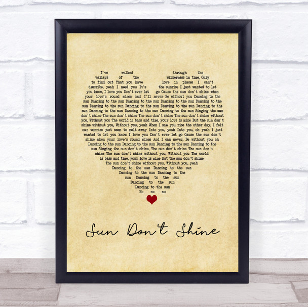 Klangkarussell Sonnentanz ft. Will Heard Sun Don't Shine Vintage Heart Song Lyric Framed Print