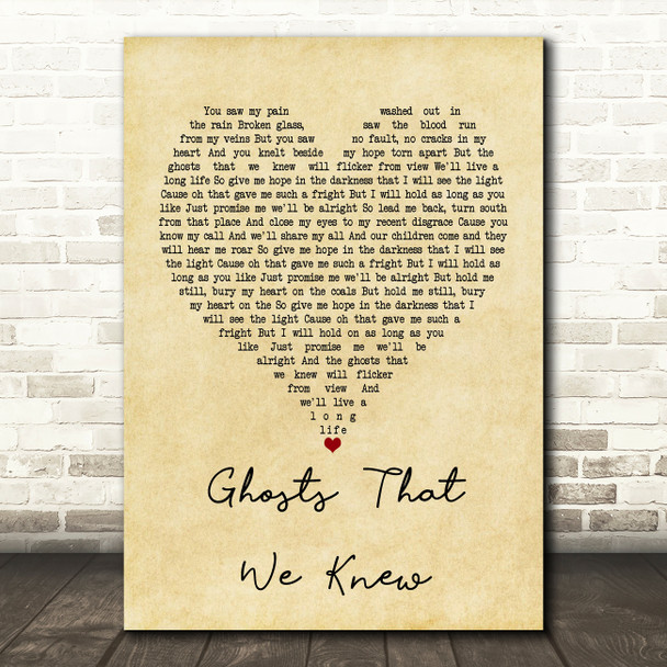 Mumford & Sons Ghosts That We Knew Vintage Heart Song Lyric Framed Print