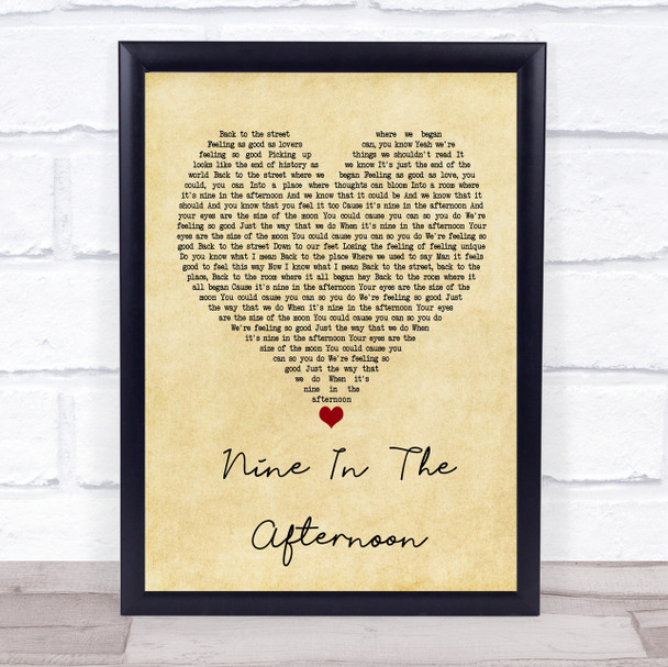 Panic! At The Disco Nine In The Afternoon Vintage Heart Song Lyric Framed Print