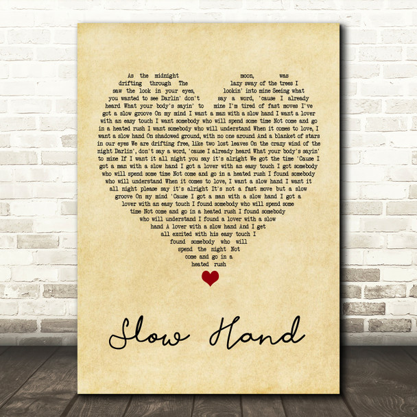 The Pointer Sisters Slow Hand Vintage Heart Song Lyric Framed Print