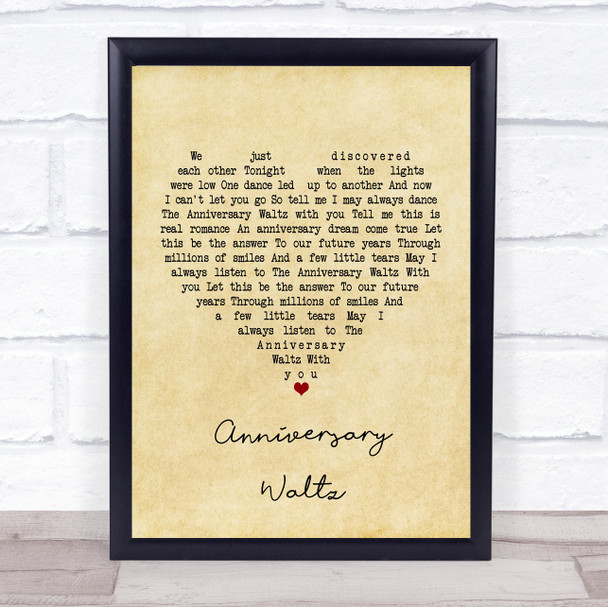 Vera Lynn Anniversary Waltz Vintage Heart Song Lyric Framed Print