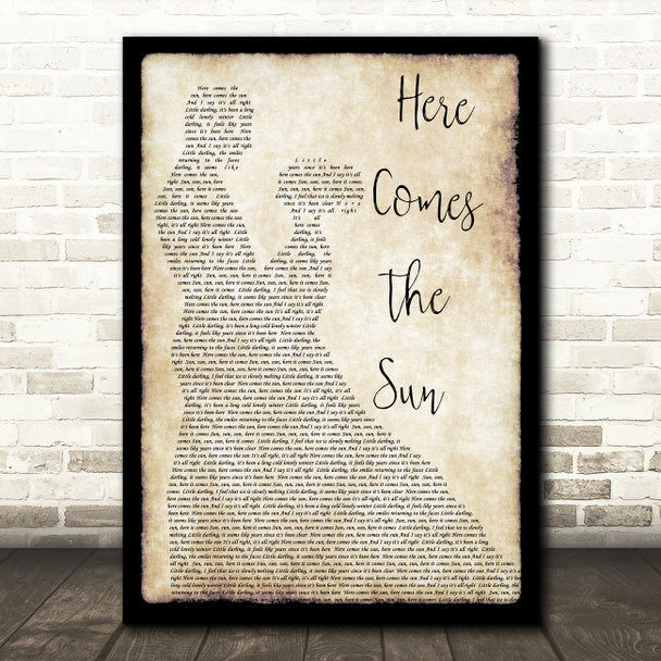 The Beatles Here Comes The Sun Song Lyric Man Lady Dancing Quote Print