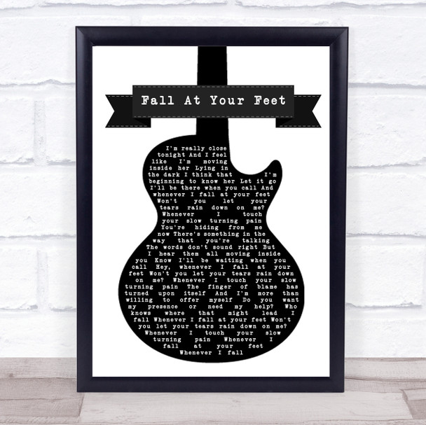 Crowded House Fall At Your Feet Black & White Guitar Song Lyric Print