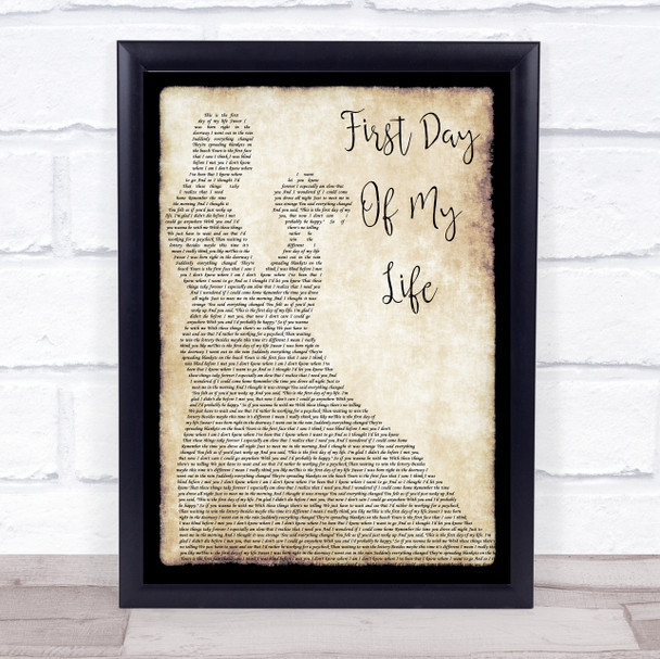 Bright Eyes First Day Of My Life Song Lyric Man Lady Dancing Quote Print