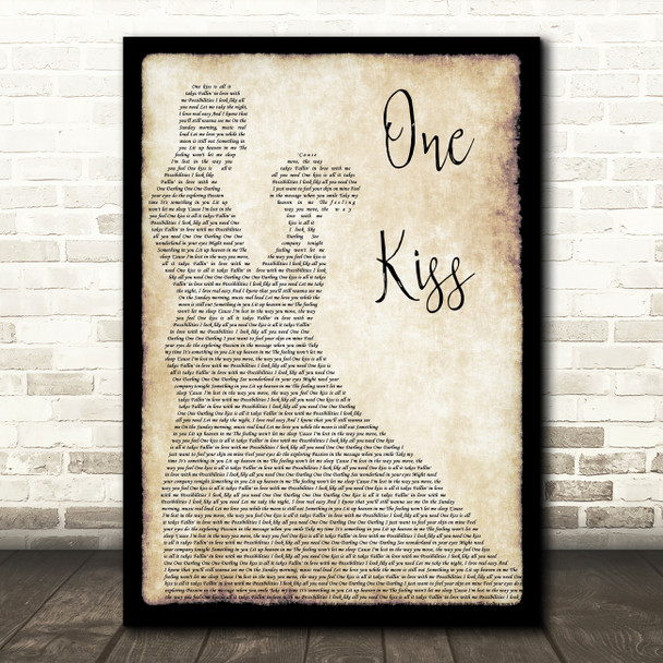 Calvin Harris & Dua Lipa One Kiss Song Lyric Man Lady Dancing Quote Print