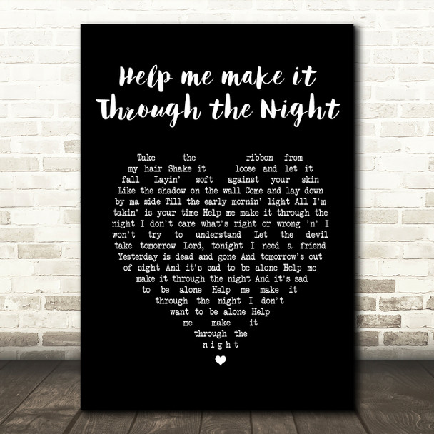 Gladys Knight Help Me Make It Through The Night Black Heart Song Lyric Print