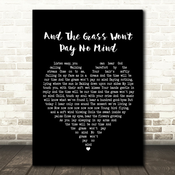 Elvis And The Grass Won't Pay No Mind Black Heart Song Lyric Print
