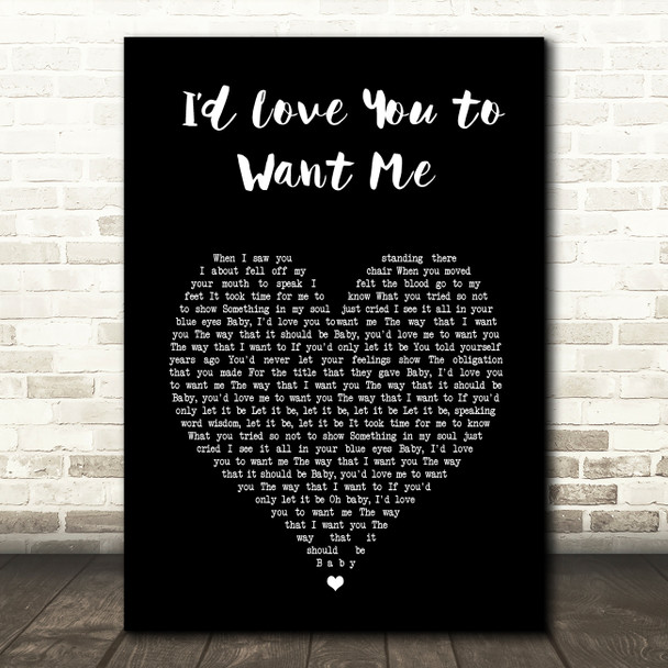 John Holt Id Love You to Want Me Black Heart Song Lyric Print