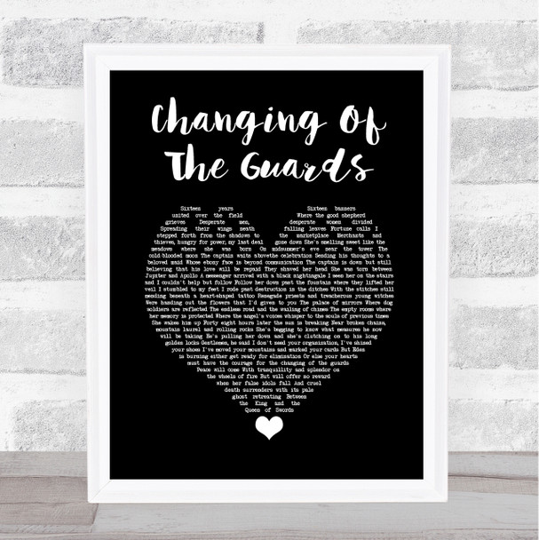 Bob Dylan Changing Of The Guards Black Heart Song Lyric Print