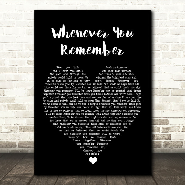 Carrie Underwood Whenever You Remember Black Heart Song Lyric Print