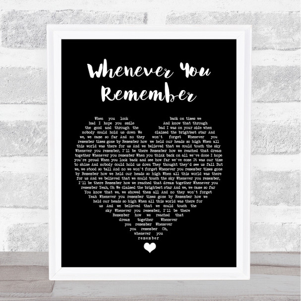 Carrie Underwood Whenever You Remember Black Heart Song Lyric Print