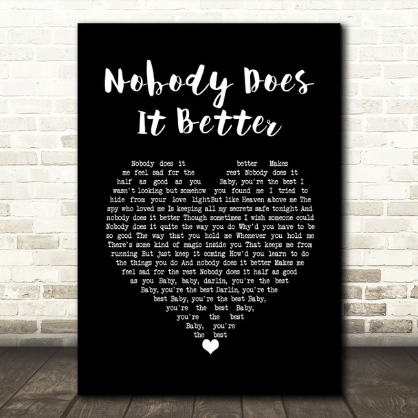 Carly Simon Nobody Does It Better Black Heart Song Lyric Print