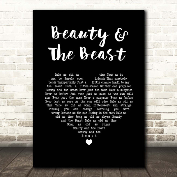 Celine Dion, Peabo Bryson Beauty & The Beast Black Heart Song Lyric Print