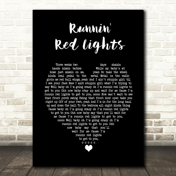 The Cadillac Three Runnin' Red Lights Black Heart Song Lyric Print