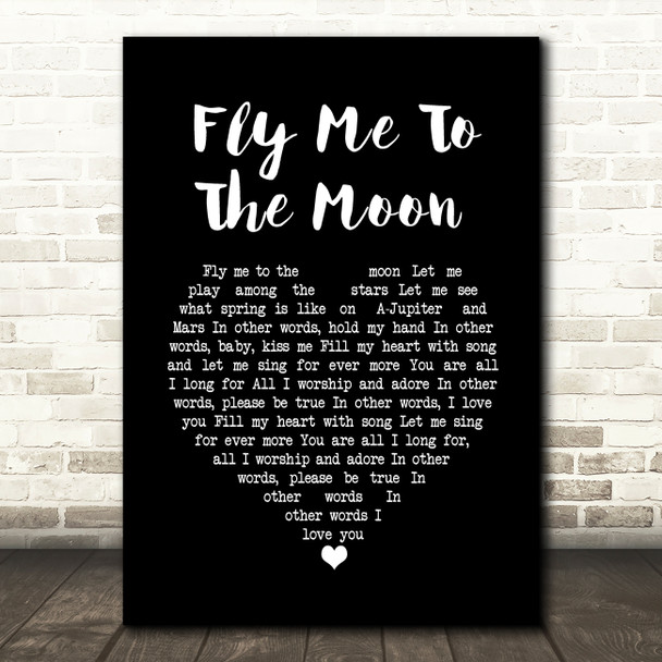 Frank Sinatra Fly Me To The Moon Black Heart Song Lyric Print