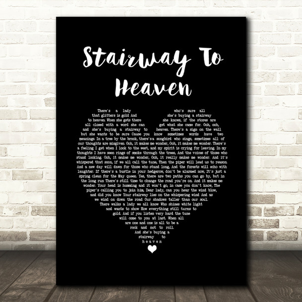 Led Zeppelin Stairway To Heaven Black Heart Song Lyric Print