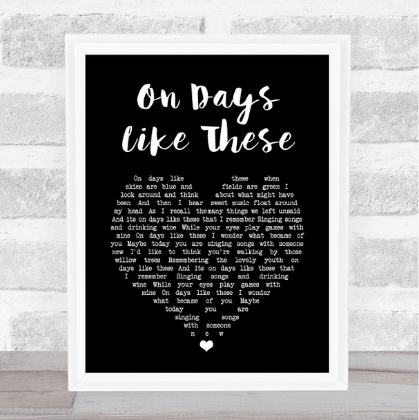 Matt Monro On Days Like These Black Heart Song Lyric Print