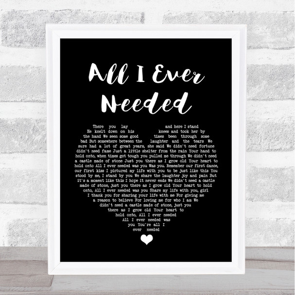 Bret Michaels All I Ever Needed Black Heart Song Lyric Print